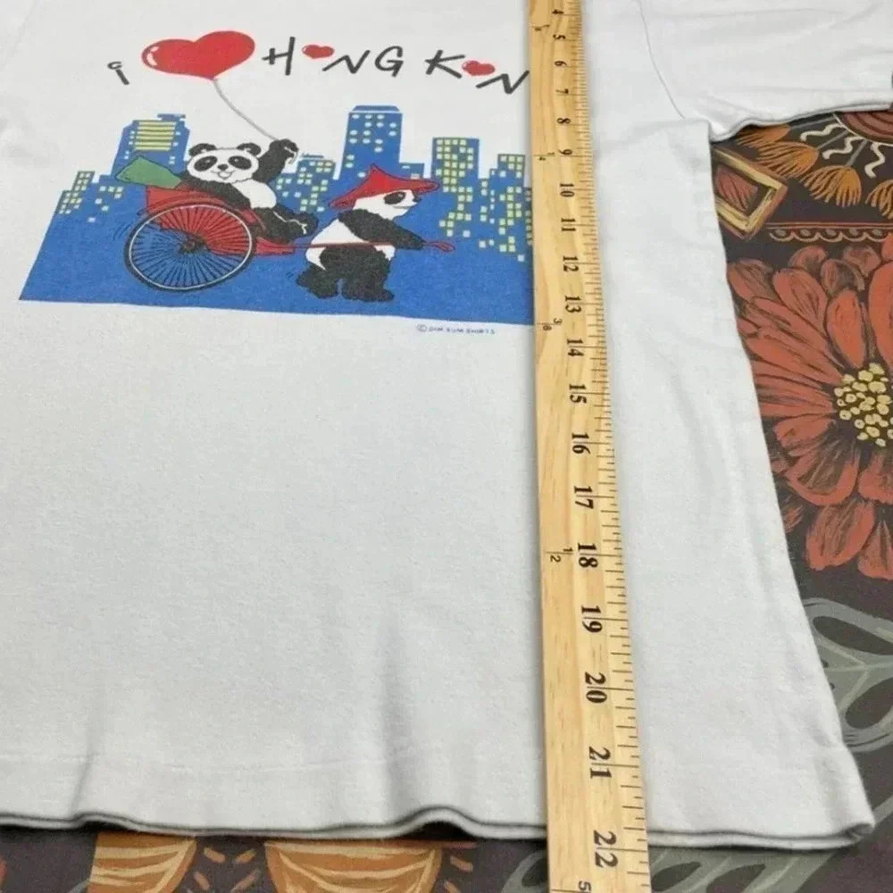 Vintage Kids I Love Hong Kong Panda Chinese Short Sleeve T-Shirt Size YS (6/8) - Picture 6 of 6